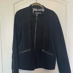 Black suede motorcycle jacket